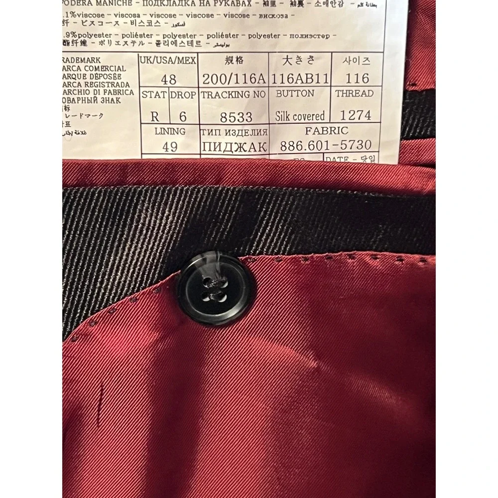 Suitsupply Black Tuxedo Blazer US 48 EU 58 110's wool‎ Verona